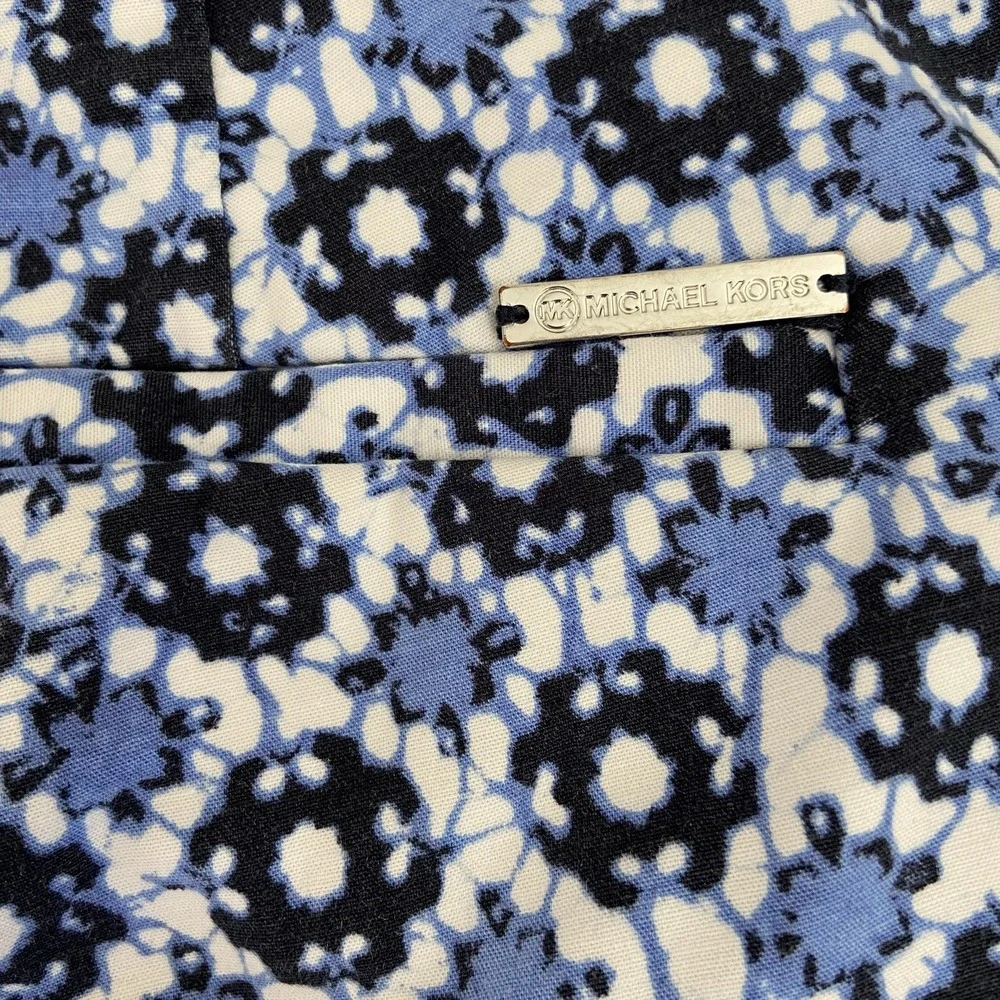 Michael Kors Women's Blue White Geometric Print Chino Straight Leg Dress Pants 8